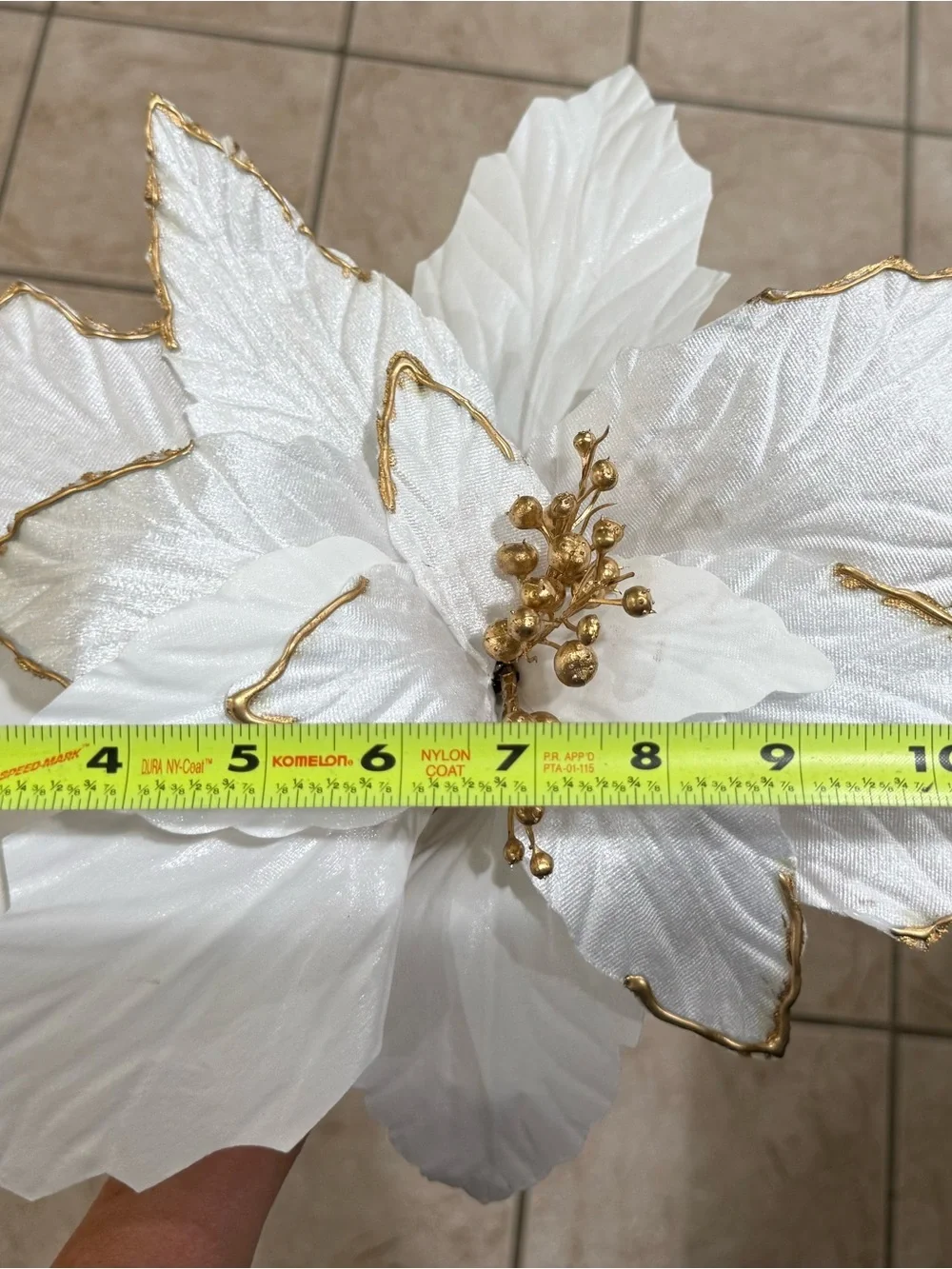 18 Large White Gold Poinsettia Floral Stems Bundle